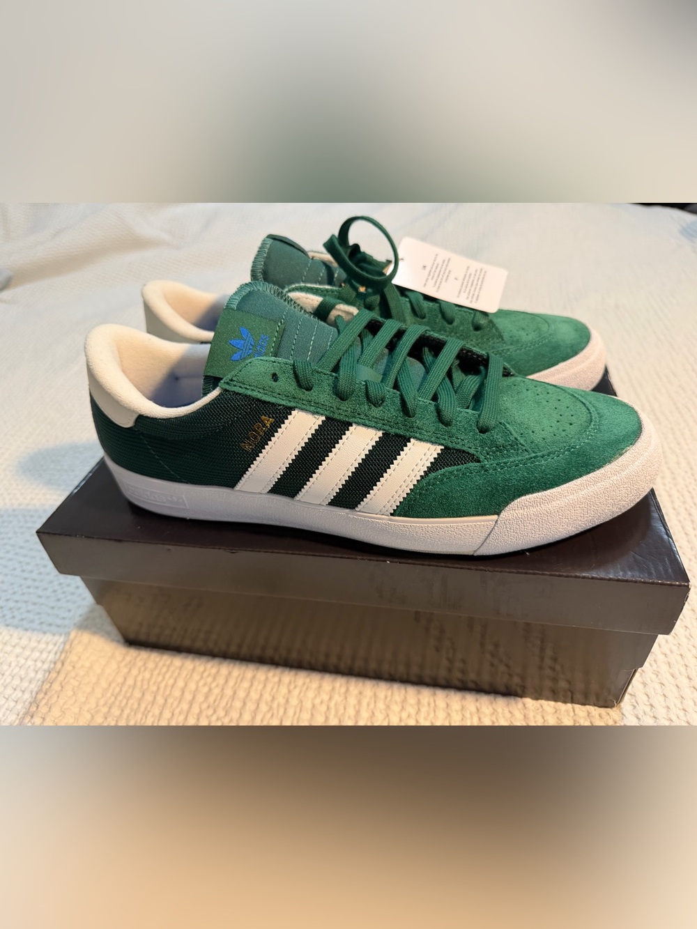 Adidas Nora Men’s Dark Green Suede Skate Shoes with White Midsole